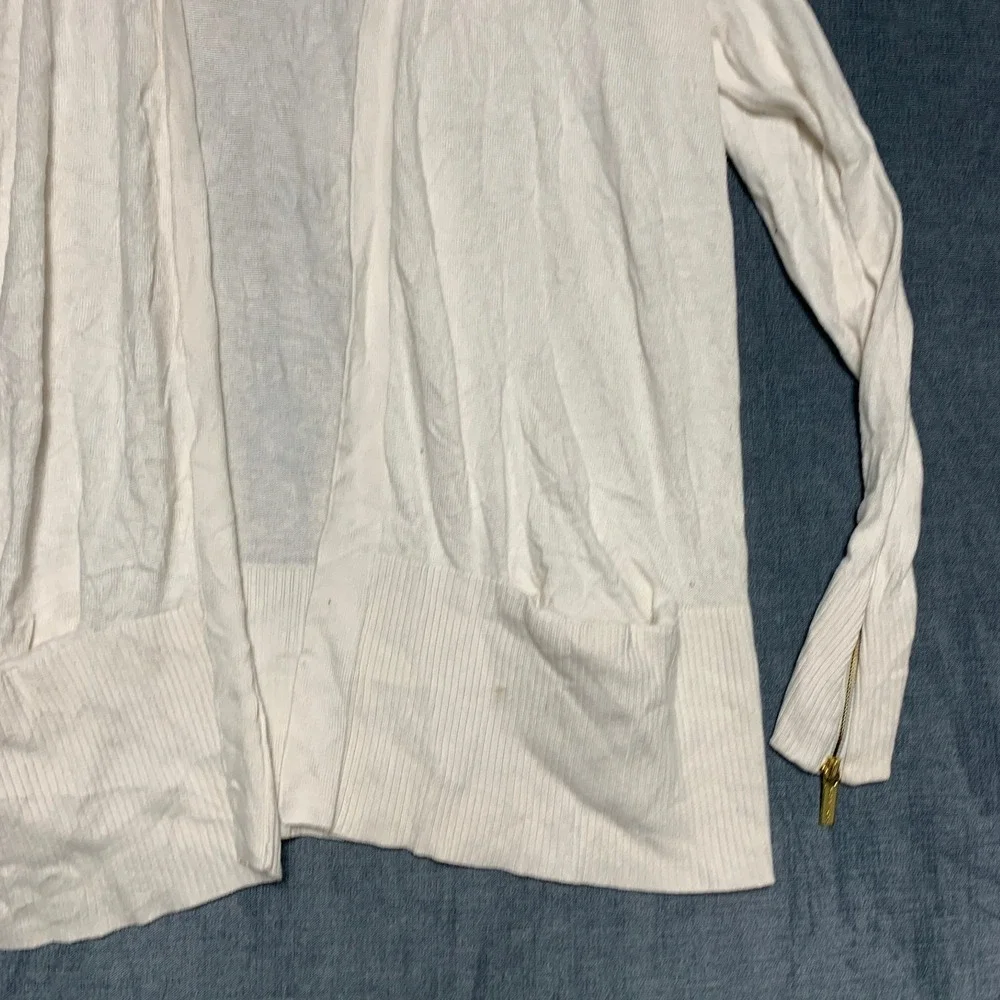 Michael Kors Cardigan Sweater Womens Large White Knit Sophisticated Open Front